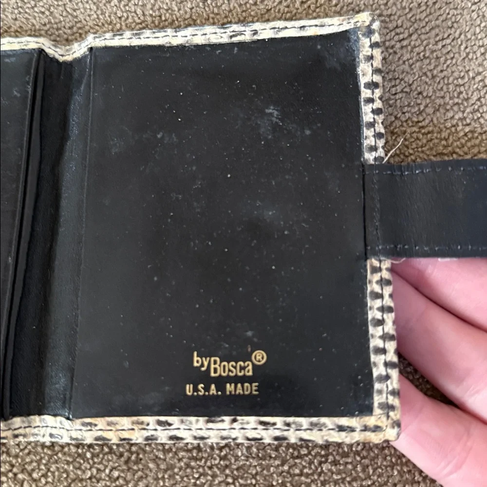 Vintage Bosca ID wallet snap snake print USA made (TD)